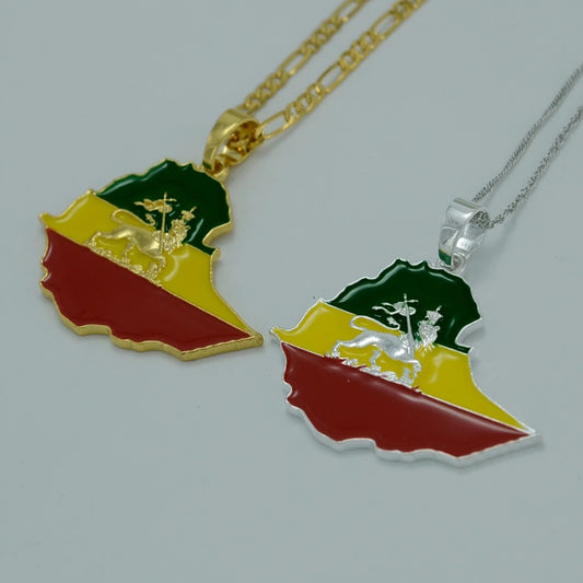 Ethiopian Flag & Lion Map